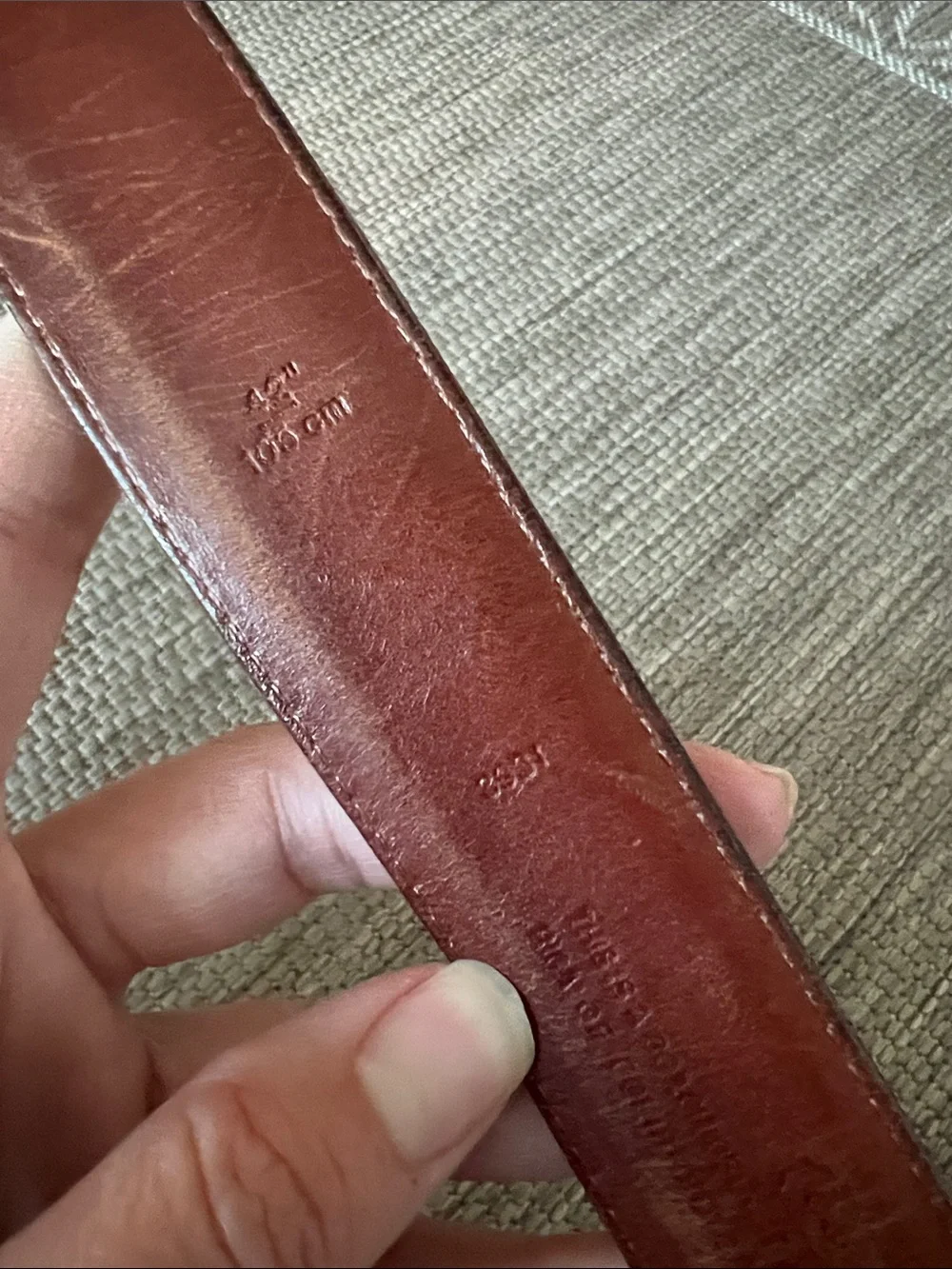COACH Men’s Burgundy Leather and Brass Polished Cowhide #3931 Belt size 42